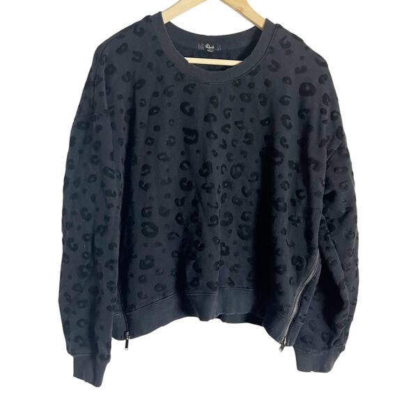 Rails Marlo Black Leopard Long Sleeve Crewneck Pullover Sweatshirt Size L - Picture 3 of 11